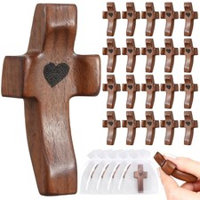 30Pcs Wooden Cross Fidget with Organza Bags Cross My Heart/ Encouragement Gif...
