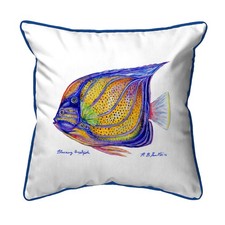 Betsy Drake Blue Ring Angelfish Large Indoor Outdoor Pillow 18x18