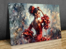 Beautiful Spanish Flamenco Dancer mounted canvas print art ready to hang