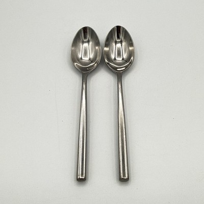 Pottery Barn Stainless Luna Teaspoon Glossy Flat Tip 2Pc Set