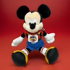Disney Parks 10" Pin Trader Mickey Mouse Bean Bag Plush W/ Micro Stitch Pin NWT