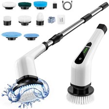 Electric Spin Scrubber Cordless Cleaning Brush with 8 Replaceable Heads and 2 Sp