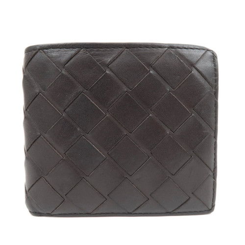 BOTTEGA VENETA Intrecciato Leather Wallet Dark Brown Authentic