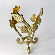 Vtg Brass Plant Stand Orb Display Bowl Holder Acorn And Oak  Leaf Regency 6” H