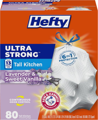 No More Trash Bag Rips - 13Gal Kitchen Bags 80Ct Lavender Vanilla.