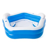 Bestway Family Pool 213X206X69Cm Gartenpool Mit Sitz GeträNkehalter Blau Weiß