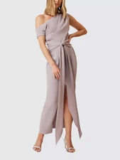 Elliatt Kenna Cocktail Dress Lilac Taupe Draped Asymmetric SMALL - BNWT £215