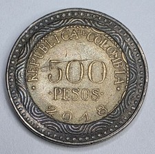 2018 Colombia 500 Pesos - Circulated Colombian Bi-Metallic World Coin