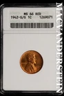 1942-S/S Lincoln Wheat Cent-ANACS MS 65 RED RPM-7 No Reserve #SLL558