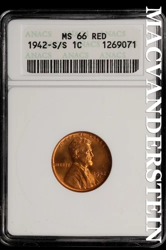 1942-S/S Lincoln Wheat Cent-ANACS MS 65 RED RPM-7 No Reserve #SLL558