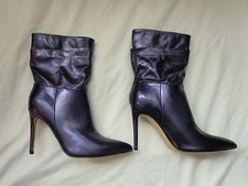 Nine West Mid Calf Dress Boots Metallica Blue Sz 12M Slouch Stiletto High Heel