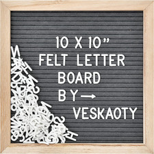 Felt Letter Board with 294 Letters, Numbers  Symbols - 10 X 10 Inch Changeable