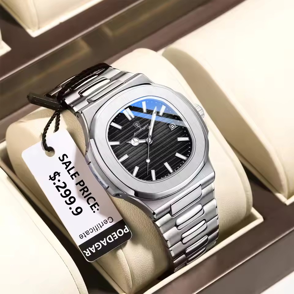 POEDAGAR Men’s Luxury Sports Watch Waterproof Luminous Quartz Timepiece