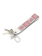 Victoria's Secret Wristlet Strap Keychain Angle Wings White Pink Monogram NWT