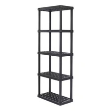5-Tier Medium Plastic Garage Storage Shelving Unit, Black 12 W X 64 H X 24 D 