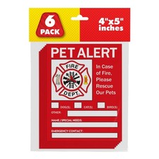 Emergency Pet Alert Sticker - Rescue Decal for Home Window  Door Safety