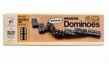 Vintage 1970 Wooden DRAGON Double Six Dominoes Milton Bradley COMPLETE SET USA