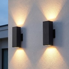 2 Pack Outdoor LED Wall Light Modern Dusk to Dawn Porch Mount Sconce Fixture UL