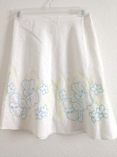 Sweet Embroidered Summer Skirt Linen Blend Cottagecore Picnic Feminine Romantic