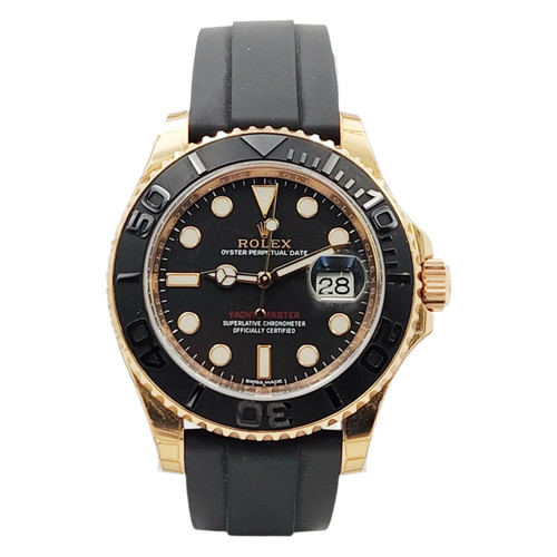2015 Rolex 40mm Yacht-Master 116655 Rose Gold Watch w/Flex Band & Ceramic Bezel.