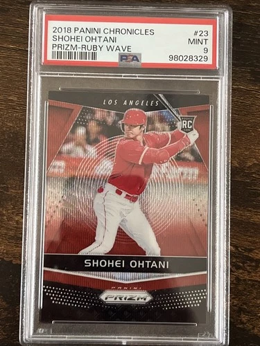 2018 PANINI CHRONICLES #23 SHOHEI OHTANI PRIZM RUBY WAVE PSA 9 #78/199