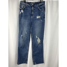 Free People We The Free High Rise Crop Raw Hem Denim Jeans 29 Distressed