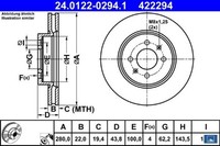 2X Bremsscheibe ATE 24.0122-0294.1 2 Bremsscheiben Vorderachse Vorne