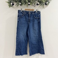 Pilcro super Wide Leg crop Raw Trim Medium Wash Jeans Size 30 J12