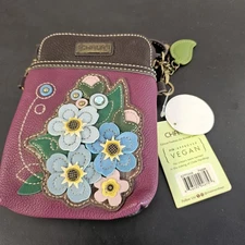 NEW CHALA PURPLE BLUE FORGET-ME-NOT FLOWER CELL PHONE CROSSBODY PURSE STRAP