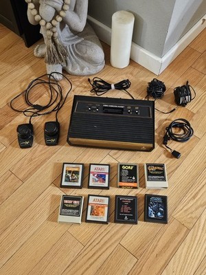 Atari CX-2600 A - Black/Wood Grain Console - 8 Games - 2 Controllers - Untested