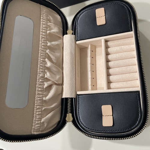 Coffret à bijoux Wolf Chloé zippé 1834 luxe cuir noir et marron sac de voyage - Photo 8/16