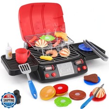 Kids Grill Playset Kitchen Toys with Apron Hat for Cooking Food S
