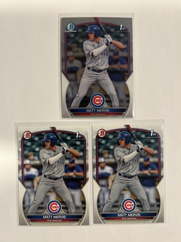 2023 Bowman Chrome Matt Mervis 1st Bowman #BCP-74 + (2) Paper RC - Marlins Cubs
