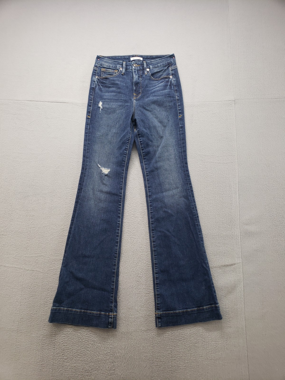 Good American Women Jeans 6/28 Blue Denim Flared Leg Stretch High Rise Comfort