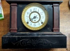 Antique 1874 F Kroeber Cast Iron Mantle Clock.