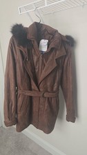 Fendi Maglia women's leather coat with hood and lining size M. made in Italy