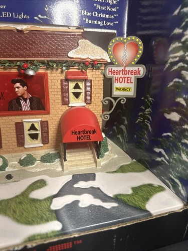 Elvis Presley Heartbreak Hotel Christmas Porcelain Display RARE Lighted Musical - Picture 7 of 9