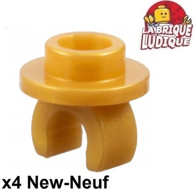 LEGO 4x Flachkopf Rund 1x1 Mit Clip On Bottom Zange Or Golden / Pearl Gold 5264
