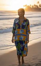 Antica Sartoria Midi Dress S 3/4 Sleeve Beach Cover Floral Resort Lightweight