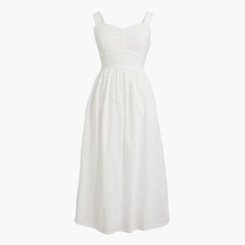 New JCREW Size 10 Eyelet Midi Dress in White $148 CI223