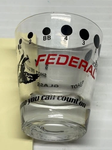 Federal Ammunition Shot Glass Ammo Buckshot Shot Pellets Clear Glass Vintage