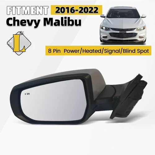 Side view Mirror For 2016-2022 Malibu W/Heated & Signal Light Left Driver(8 Pin)