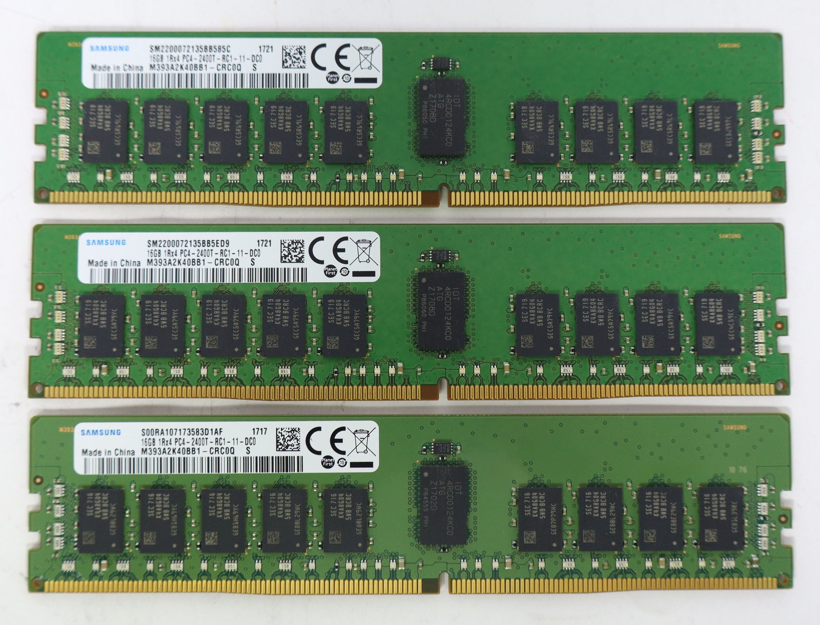 как выглядит Lot of 3 Samsung 16GB Total 48GB 1Rx4 PC4-2400T DDR4 ECC Registered Server RAM фото
