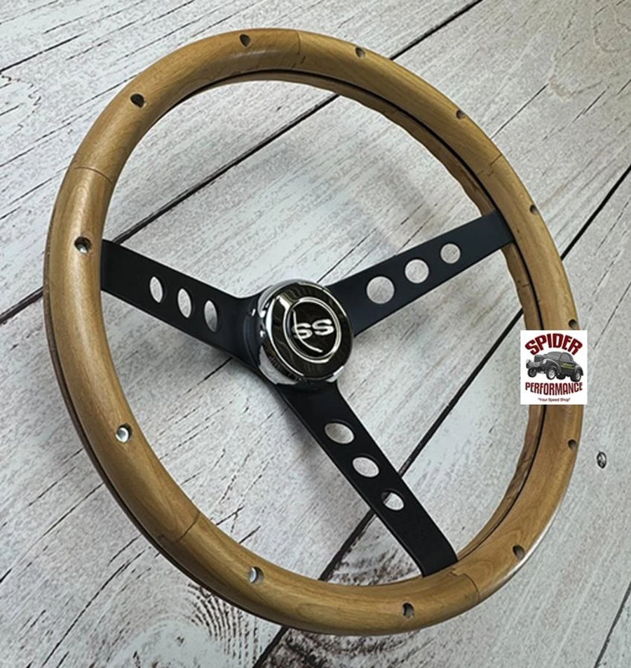 Impala SS 1965-1966 volante de madera para inclinación 13 1/2" nogal negro radios Foto 2 de 4