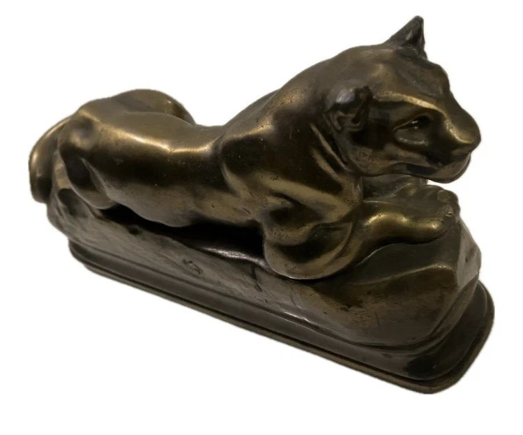 ARTE DECO KRONHEIM & OLDENBUSCH K&O BARYE PANTHER BRONCE METAL FUNDIDO SUJETALIBROS #1 Foto 2 de 4