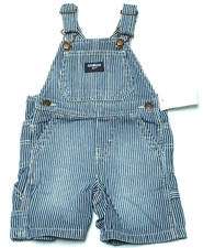 OSHKOSH B'GOSH BABY BIB SHORTALLS SIZE 18 MONTHS-RAILROAD BLUE/WHITE STRIPE- NWT