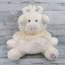 Vintage Fisher Price Puffalump White Cow Nylon Plush Stuffed Animal 1986