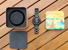 Fossil Chelsey Damen-Multifunktionsuhr ES-3451,Edelstahl schwarz-Strass, in OVP