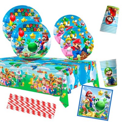 161Pcs Super Mario Geburtstag Deko Geschirr Super Mario Kinder Party Deko Teller