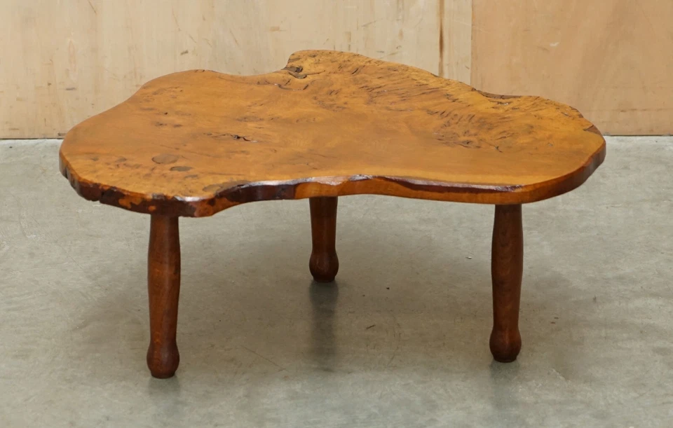 STUNNING LIVE EDGE SLAB COFFEE OR COCKTAIL TABLE IN BURR PIPPY OAK - Image 3 of 4